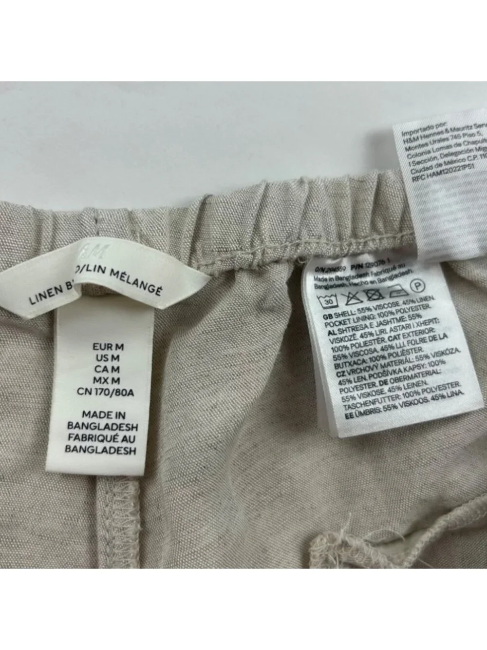 H&M Flax Linen Blend Wide Leg Lounge Pant M